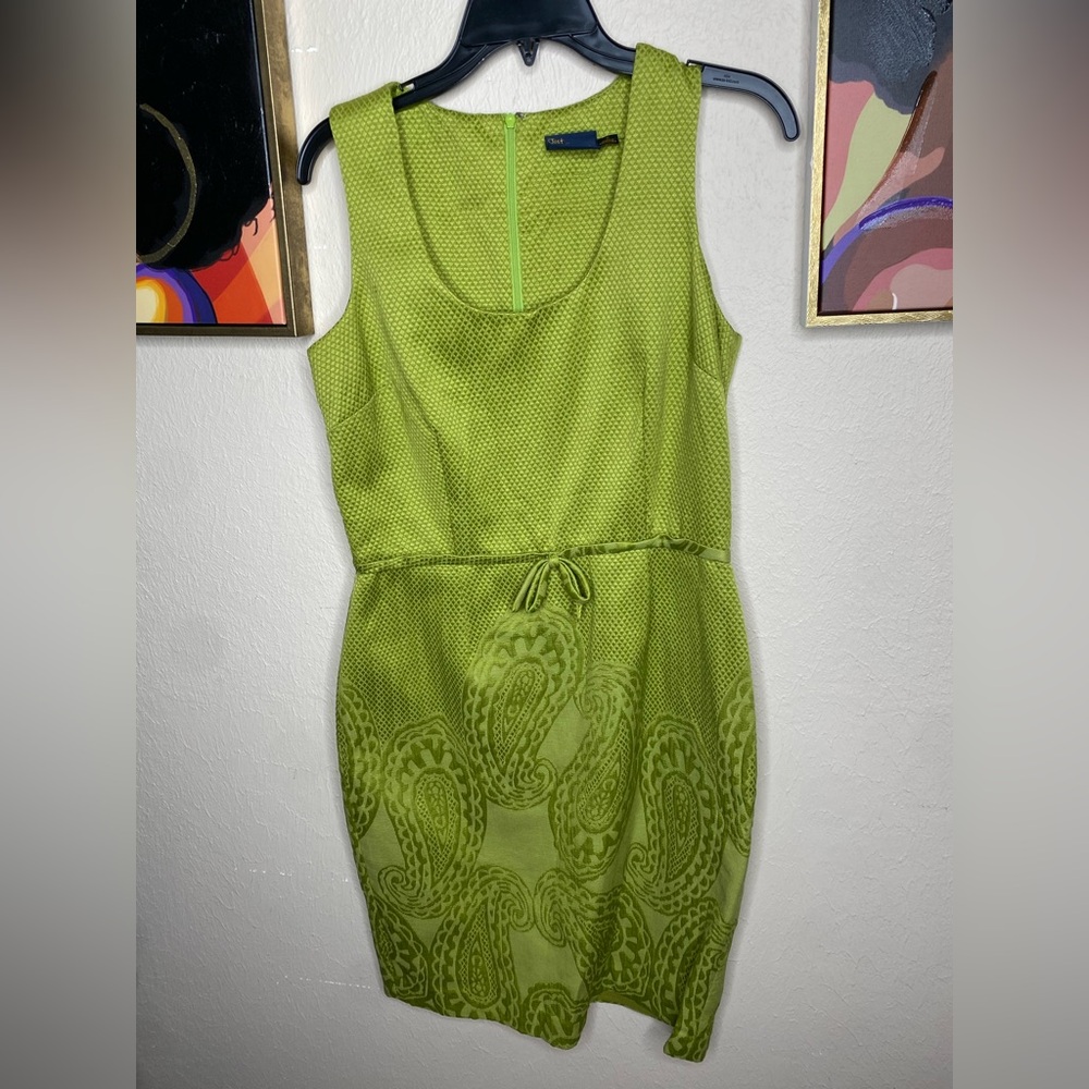 Just...Taylor Green Embellished Sheath Midi Dress